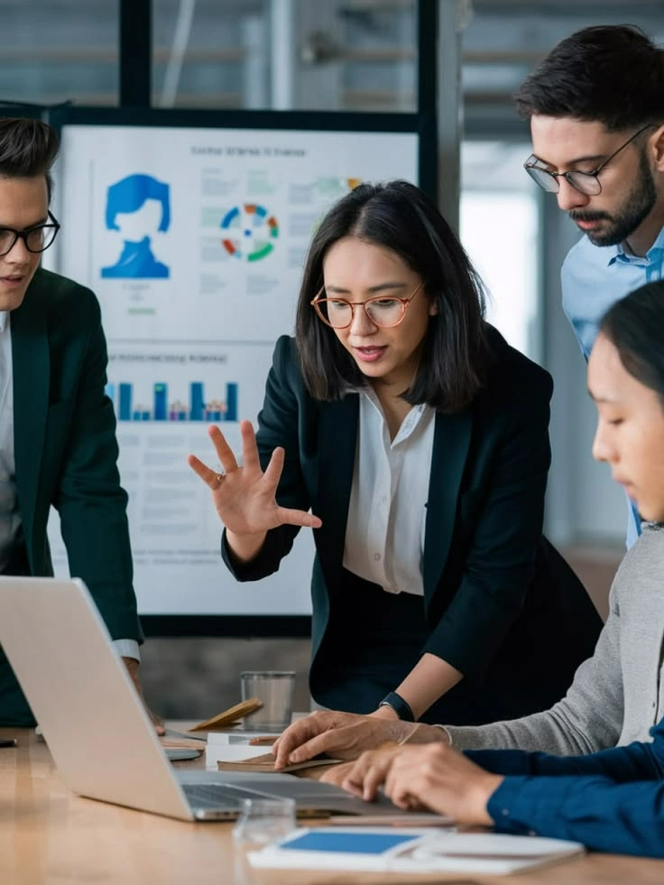 A Freelance digital marketer consulting a business owner