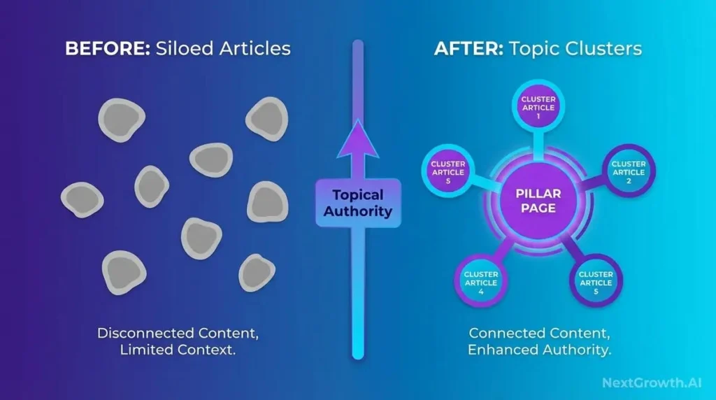 Pillar and cluster content structure for local SEO